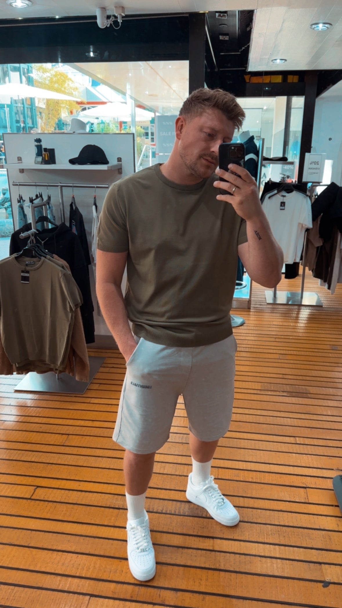 Shirt Olive mit Bund