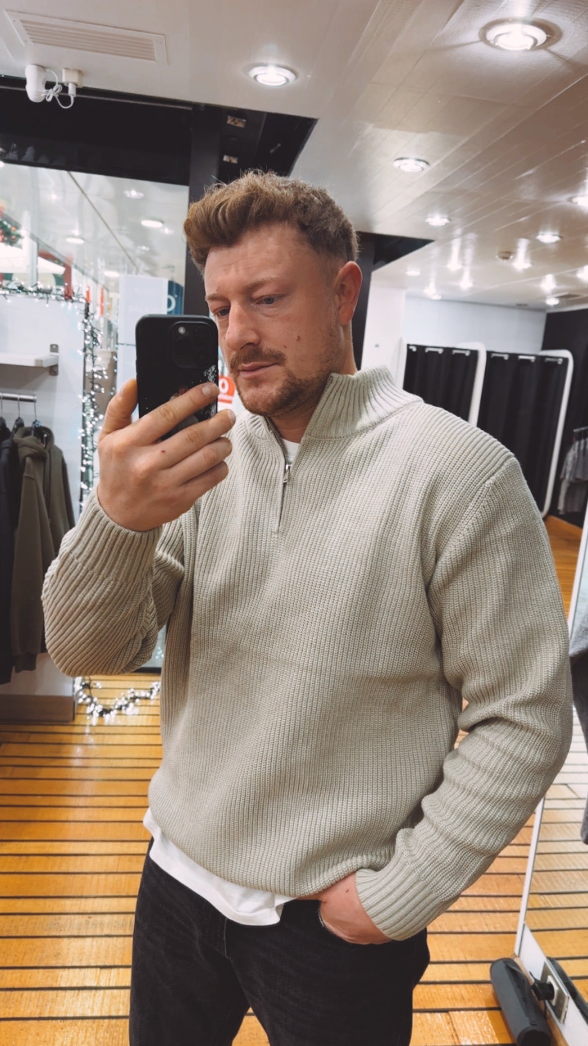 Pullover Beige Halfzip