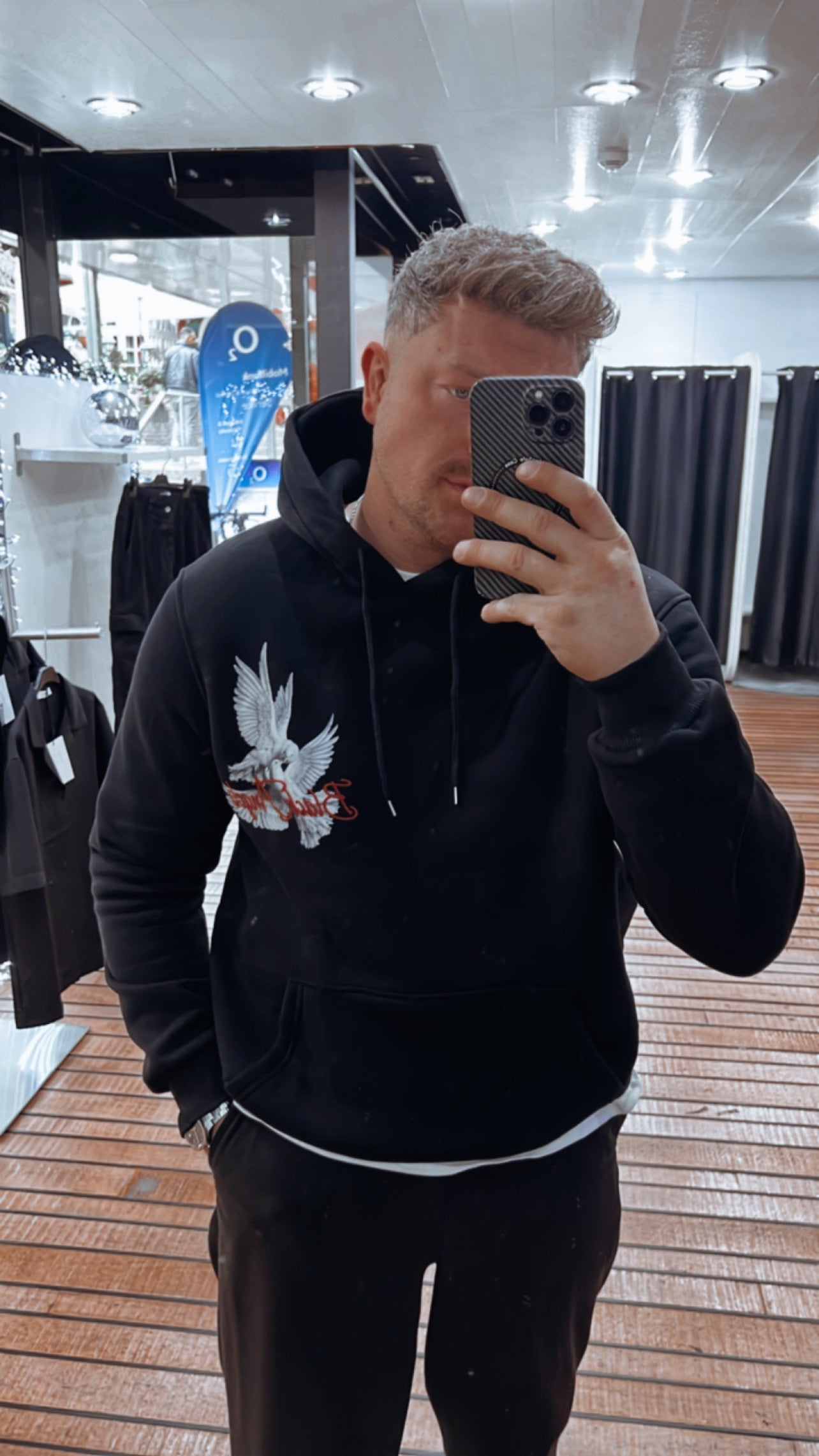 Hoodie Taube Schwarz