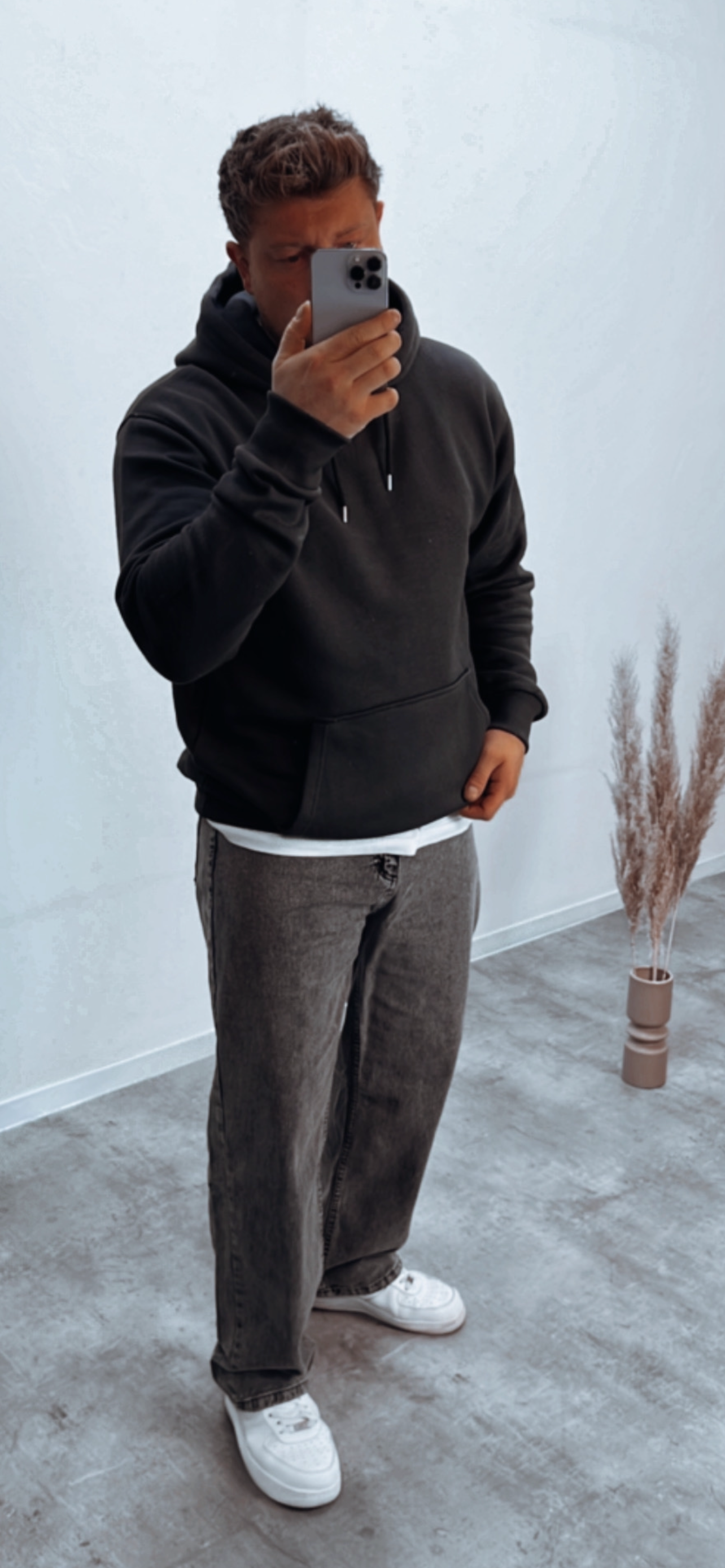 Hoodie Anthrazit Grau