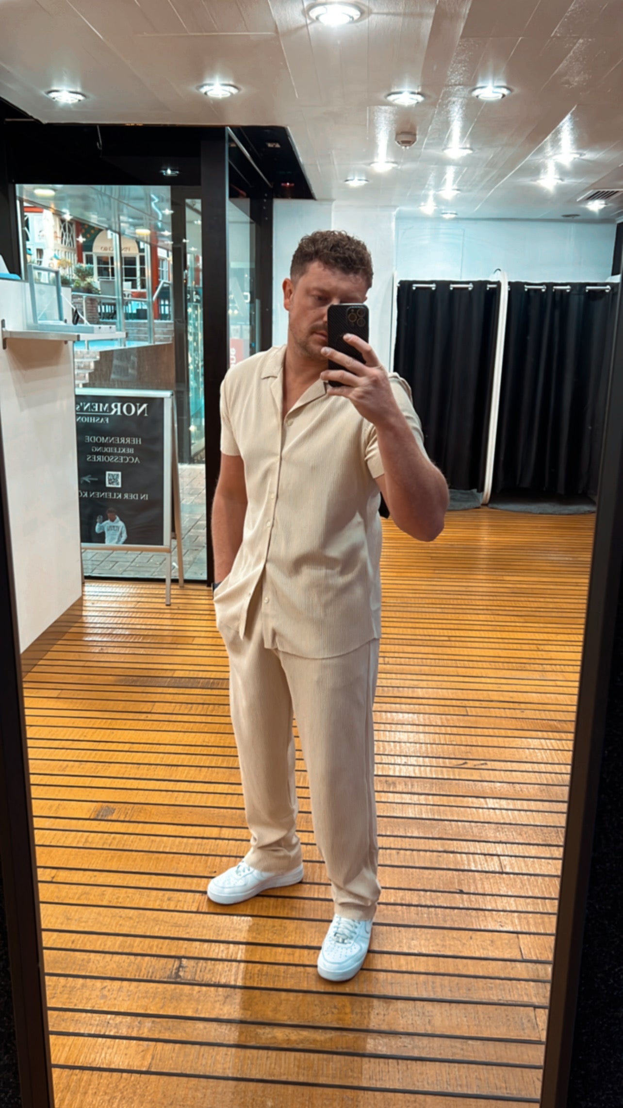 Hemd Beige Plissees Oversize