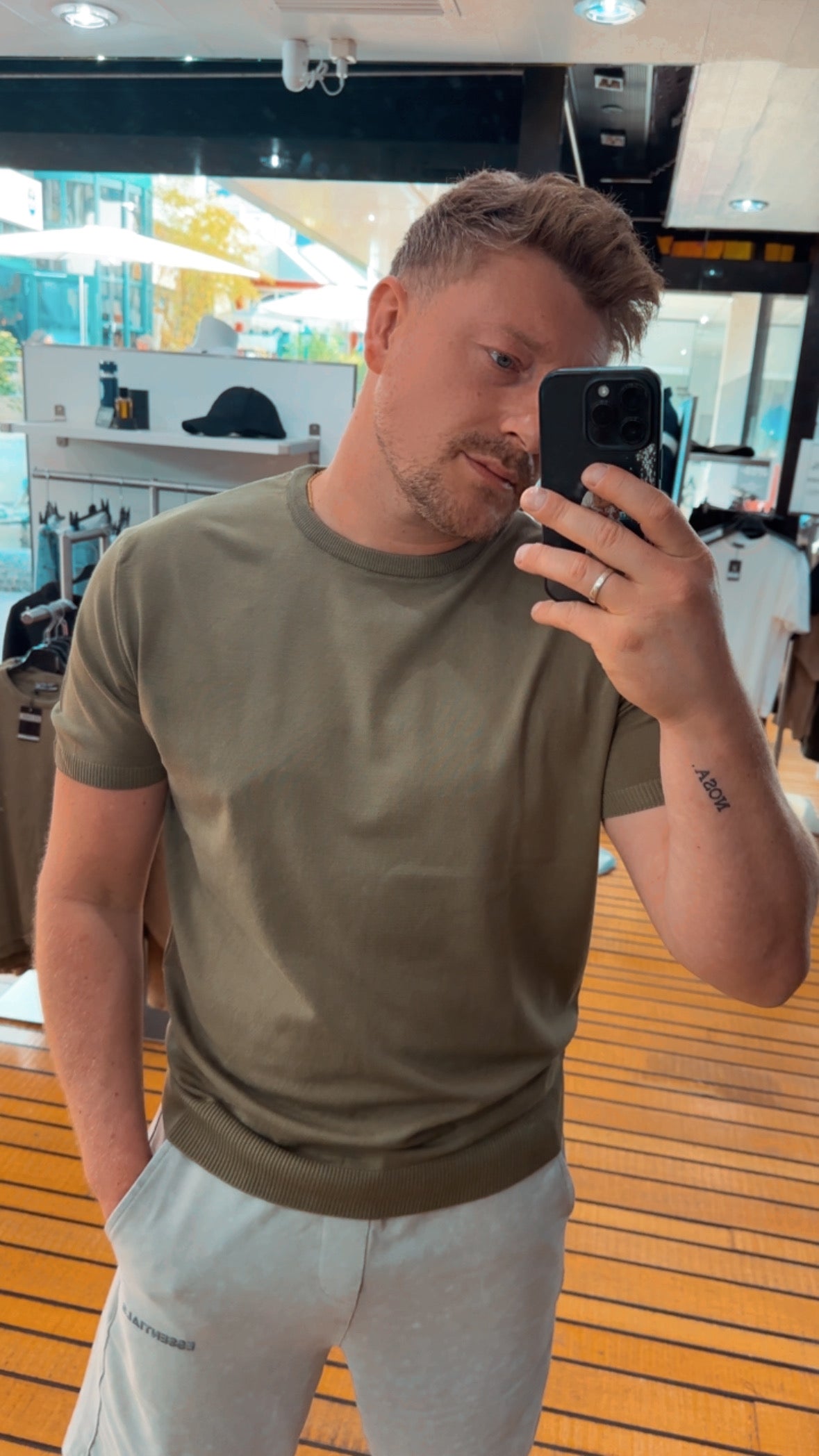 Shirt Olive mit Bund