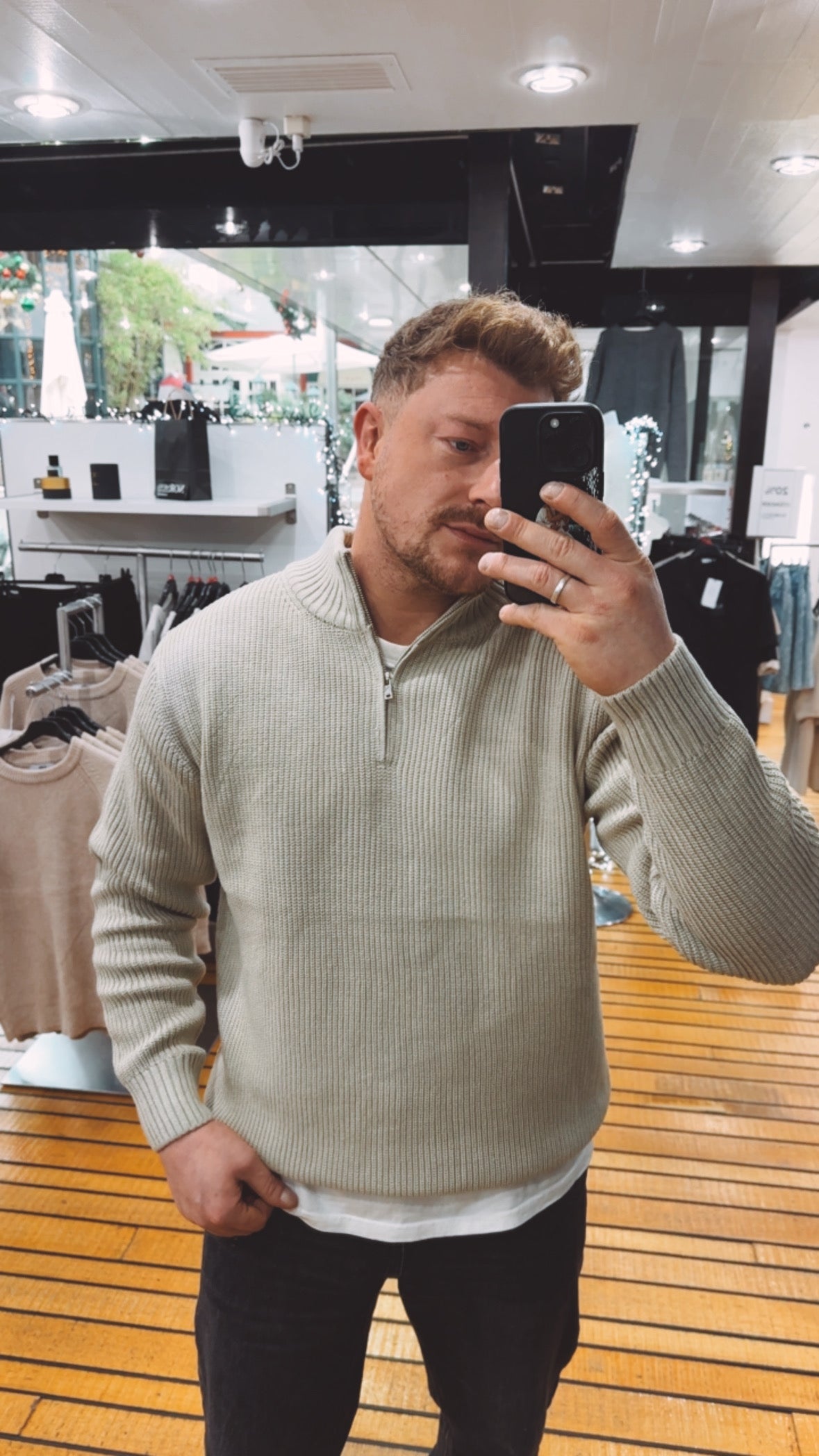 Pullover Beige Halfzip