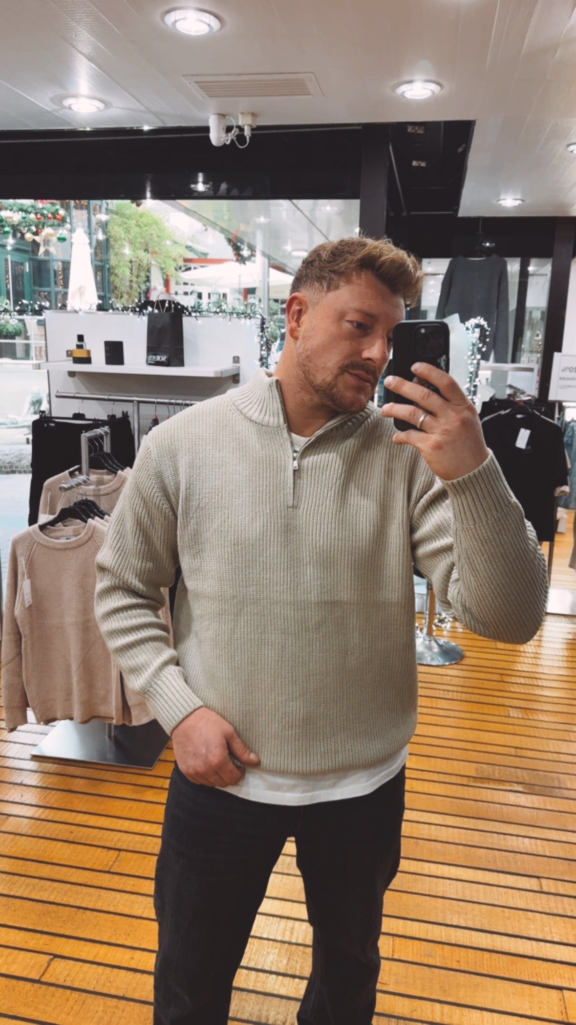 Pullover Beige Halfzip