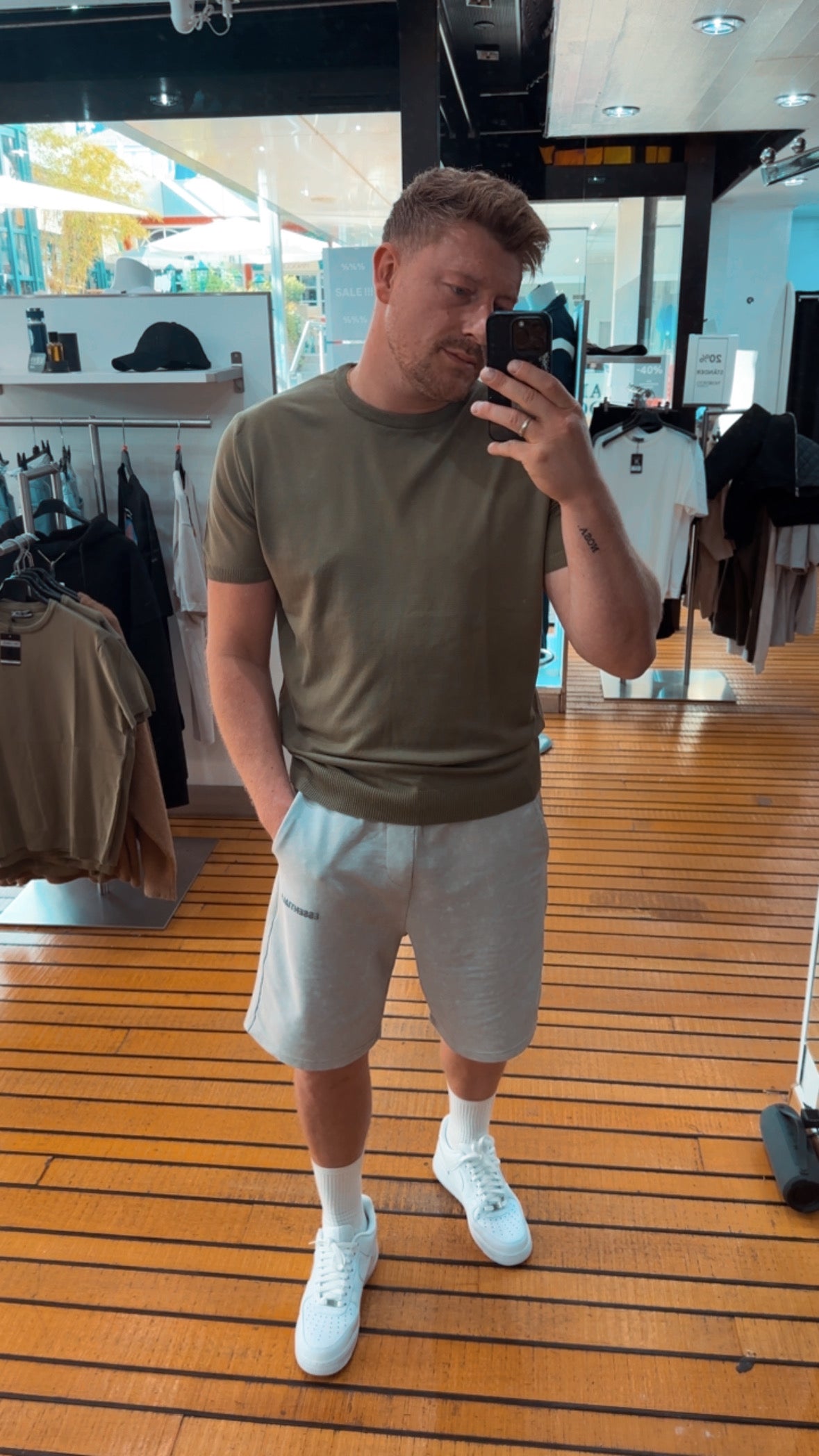 Shirt Olive mit Bund