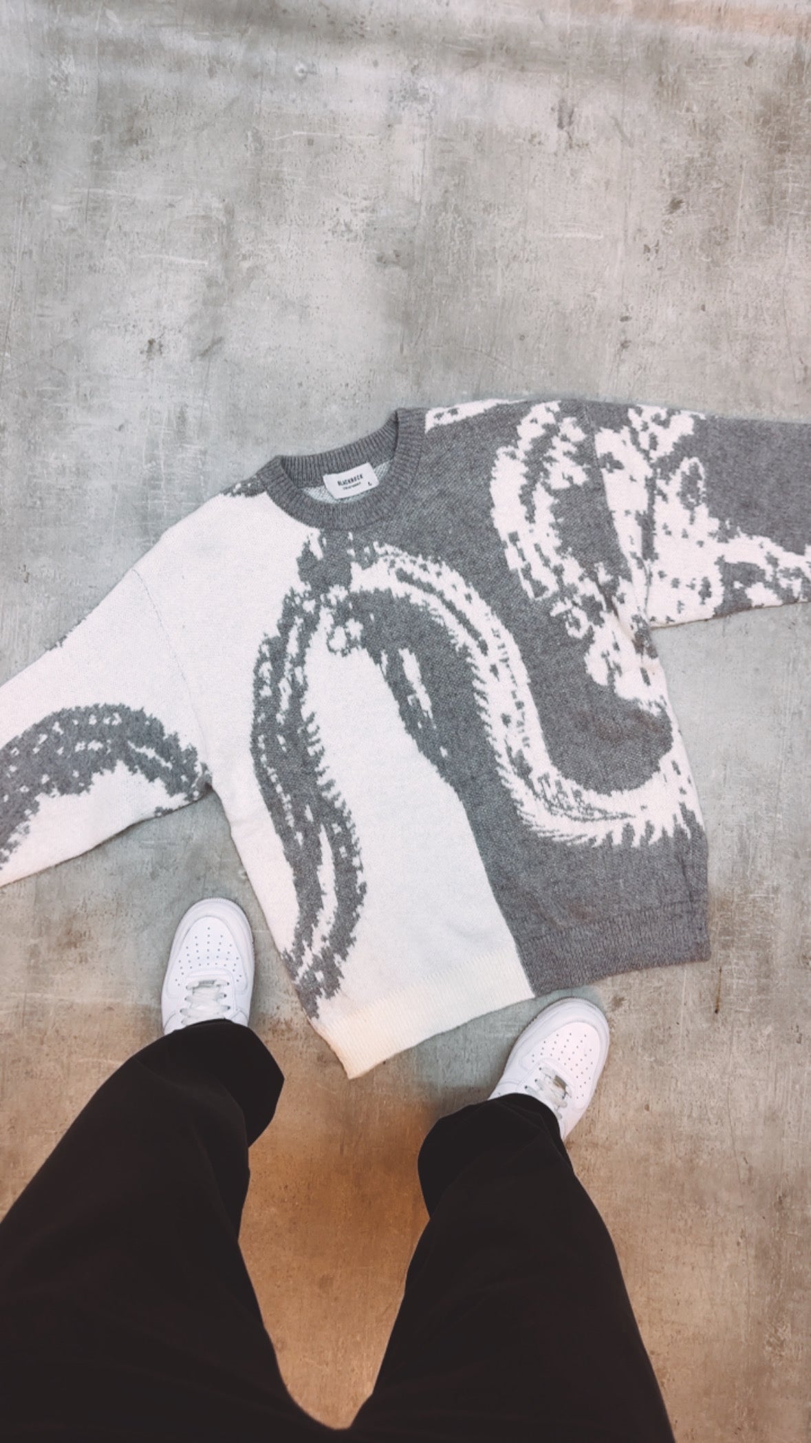 Pullover Grau Weiß