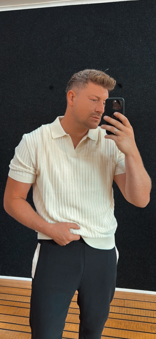Poloshirt Strick Creme
