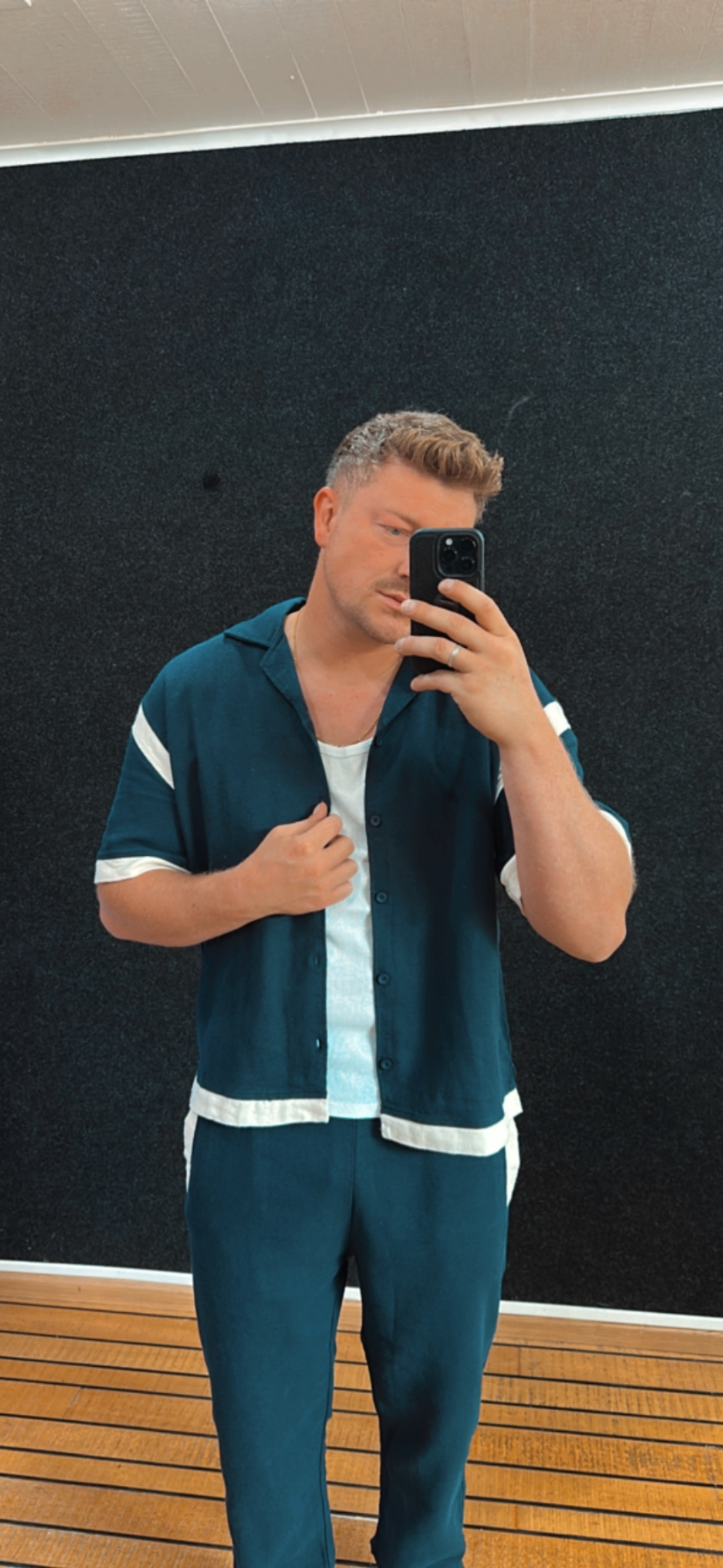 Hemd Blau Beige