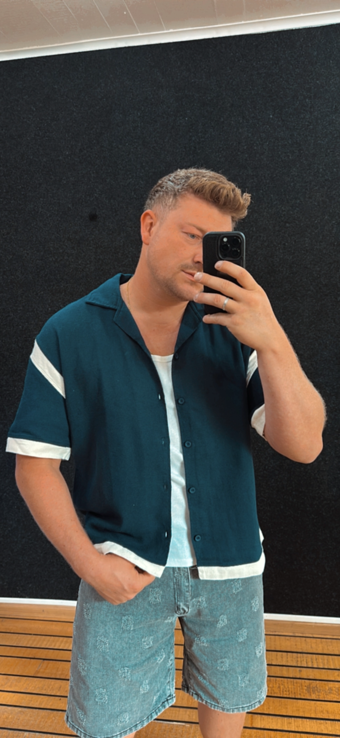 Hemd Blau Beige