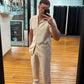 Hemd Beige Plissees Oversize